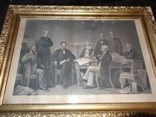 Rare Large Civil War 1866 Abraham Lincoln Engraving Emancipation Proclamation