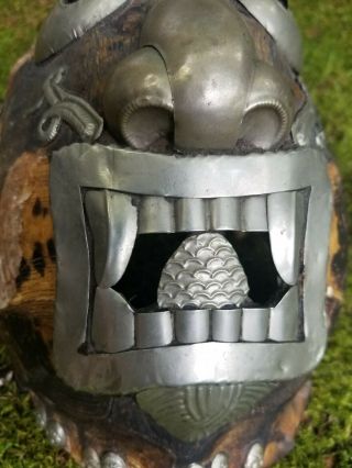 Vintage Ritual Kapala Mask Turtle Shell Silver Tibetan Nepal Hindu Buddhist 5