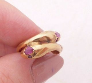 18ct Gold Pink Sapphire Double Headed Snake Ring,  750