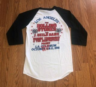 VTG 1981 The Rolling Stones LA Coliseum Stadium Concert Shirt Raglan Jersey M 2