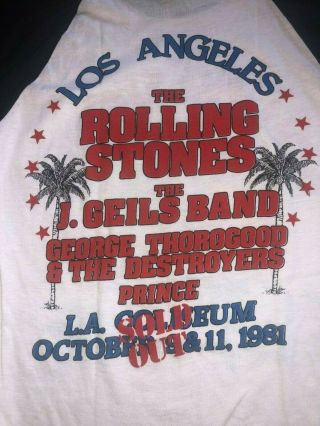 VTG 1981 The Rolling Stones LA Coliseum Stadium Concert Shirt Raglan Jersey M 4