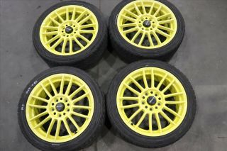 Rare Jdm Spoon Sports Cr93 Yellow Wheels 5x114.  3 Rims 17x7 Et52,  Dc5 Rsx Itr Bb7