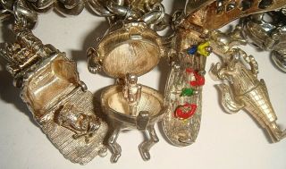 RARE UNIQUE VINTAGE SILVER ' FAIRY TALE/NURSERY RHYME ' CHARM X 33 BRACELET - 188g 10