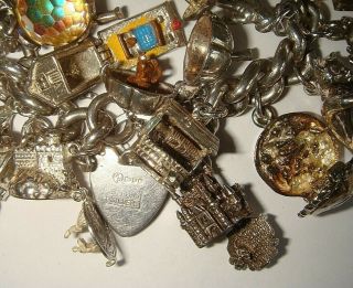 RARE UNIQUE VINTAGE SILVER ' FAIRY TALE/NURSERY RHYME ' CHARM X 33 BRACELET - 188g 11