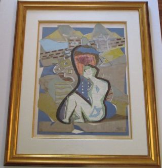 Paolo Boni Painting Collage Rare Mixed Medium Abstract Cubism Italian