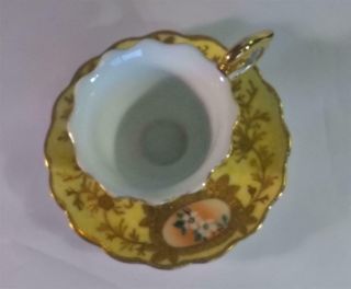 Miniature Porcelain Hand Painted Tea Cup & Saucer Gold Gilt - JAPAN 4