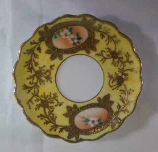 Miniature Porcelain Hand Painted Tea Cup & Saucer Gold Gilt - JAPAN 5