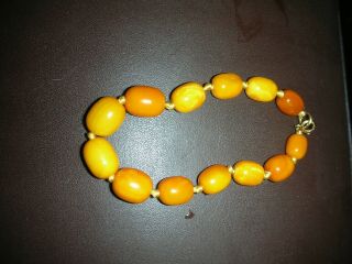 Rare Vintage Butterscotch Baltic Amber Bracelet Individually Knotted 13 Beads