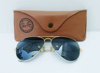 Vintage B&l Ray Ban Usa Aviator Bluish Gray Photo Changeables 62 - 14 W/ Case