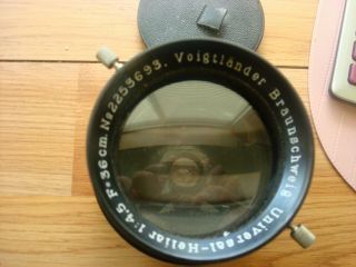 Vintage Voigtlander Braunscheig 1:4.  5 F=36 Cm.  Universal - Heliar No.  2253693 Case