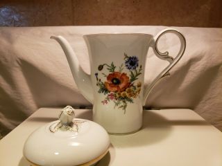 Vintage Kaizer W Germany White Floral Teapot