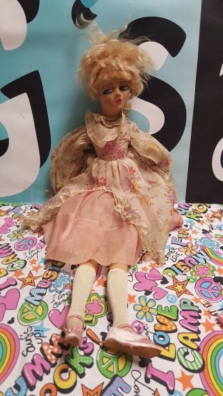 Vintage All Cloth 29” Rag Doll Boudoir Blonde Complete Outfit Read
