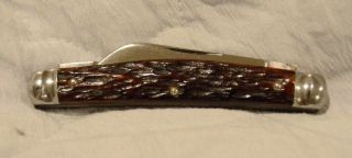 Vintage Remington 2 Blade Pocket Knife Etched Master R6143 Boive Bone Handles
