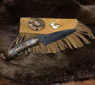 Dan Dennehy Custom Knife Made From Sheep Shears With Handmade Sheath Rare Signed