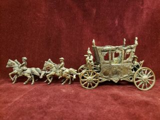 Antique German Hanau Rococo Sterling Silver Four Horse Cinderella Drawn Coach