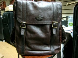 Vintage Fossil Brown Distressed Leather Large Backpack Italy 2