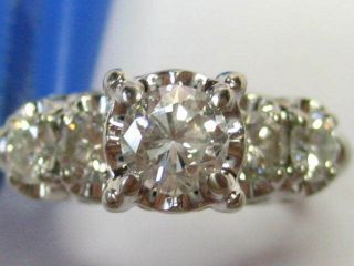 Vintage - 14k White Gold w/1.  14 TCW Diamonds Engagement Ring Size 6 1/4 - 3.  62 gm 2