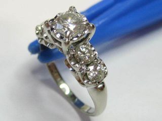 Vintage - 14k White Gold w/1.  14 TCW Diamonds Engagement Ring Size 6 1/4 - 3.  62 gm 3