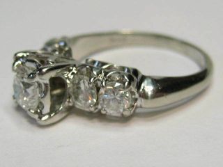 Vintage - 14k White Gold w/1.  14 TCW Diamonds Engagement Ring Size 6 1/4 - 3.  62 gm 4