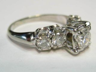 Vintage - 14k White Gold w/1.  14 TCW Diamonds Engagement Ring Size 6 1/4 - 3.  62 gm 6