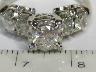 Vintage - 14k White Gold w/1.  14 TCW Diamonds Engagement Ring Size 6 1/4 - 3.  62 gm 7