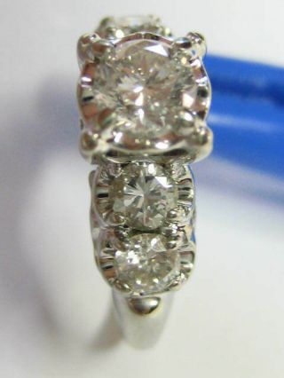 Vintage - 14k White Gold w/1.  14 TCW Diamonds Engagement Ring Size 6 1/4 - 3.  62 gm 9