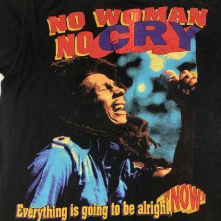 Vintage Bob Marley No Woman No Cry Rap Tee T - Shirt 90s Nas Wu - Tang Biggie 2Pac 3