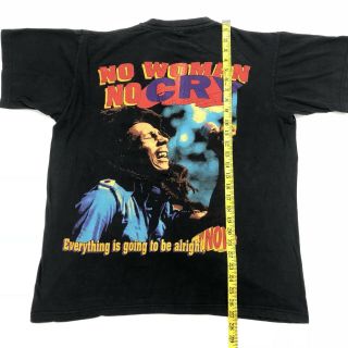 Vintage Bob Marley No Woman No Cry Rap Tee T - Shirt 90s Nas Wu - Tang Biggie 2Pac 6