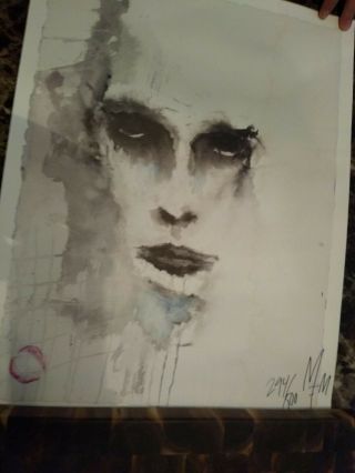 Very Rare Marilyn Manson Signed Watercolor Lithograph,  " The Unembodied Self "