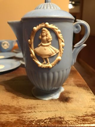 Antique Alice In Wonderland Blue Plastic Tea Set 2