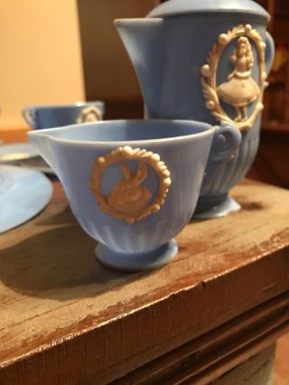 Antique Alice In Wonderland Blue Plastic Tea Set 3