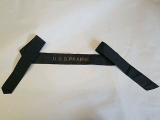Rare Ship Wwii Uss Praire Ad - 15 Destroyer Hat Tally Ribbon 1939