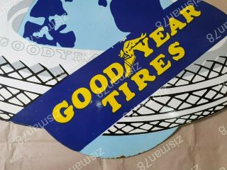GOODYEAR TIRES GLOBE VINTAGE PORCELAIN SIGN 37 X 23 INCHES 4