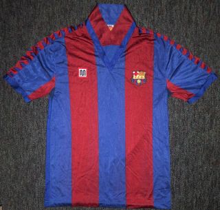 Meyba F.  C.  B.  Barcelona Made In Spain Rare Vtg Short Sleeve Football Jersey Shirt