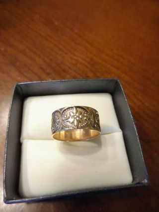 Victorian Antique 10k Solid Rose Gold 8mm Wide Cigar Band Ring Size 6.  5 (804)