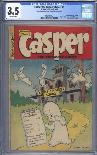 Casper The Friendly Ghost 1 Cgc 3.  5 1st App Of Casper Rare 1949