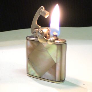 British Vintage COLIBRI Nacre Fuel Lighter Feuerzeug no Thorens 百年古老打火机 2