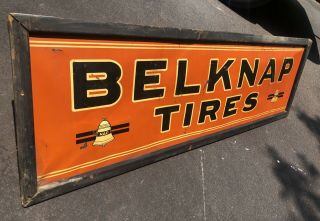 Vintage BELKNAP HARDWARE,  BLUEGRASS Tools,  Metal,  Tires,  Auto Sign 2
