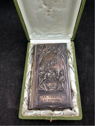 Antique 1800s Solid Silver Italian Prayer Book Case