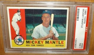 1960 Topps 350 Mickey Mantle Yankees Psa 7 Nm " Centered " Rare