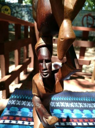 African Folk Art Hand Carved Wood Woman Statue Figurine Home Decor 2