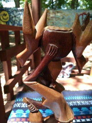 African Folk Art Hand Carved Wood Woman Statue Figurine Home Decor 3
