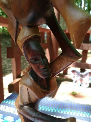 African Folk Art Hand Carved Wood Woman Statue Figurine Home Decor 5