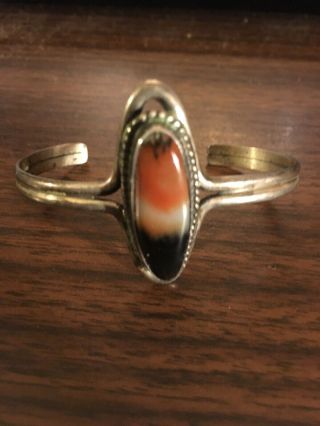 Vintage Silver Navajo Petrified Wood Pendant,  Ring & Bracelet Signed by Hosteen 2