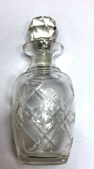 Vintage Cut Glass Perfume Bottle With Cut Glass Dauber Stopper