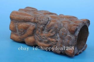 Old Chinese Bamboo hand - carved brush pot c02 5