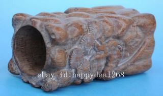 Old Chinese Bamboo hand - carved brush pot c02 6