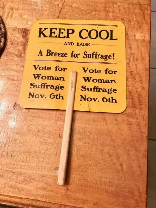 1920 York State Women ' s Suffrage Antique Paper Advertising hand fan 2