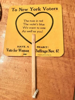 1920 York State Women ' s Suffrage Antique Paper Advertising hand fan 3