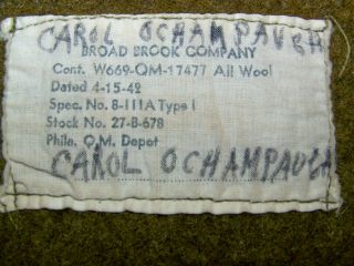 WWII U.  S.  Army Blanket Dated 2